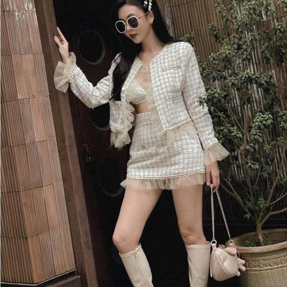Set 2pc: tweet jacket + skirt, Size S